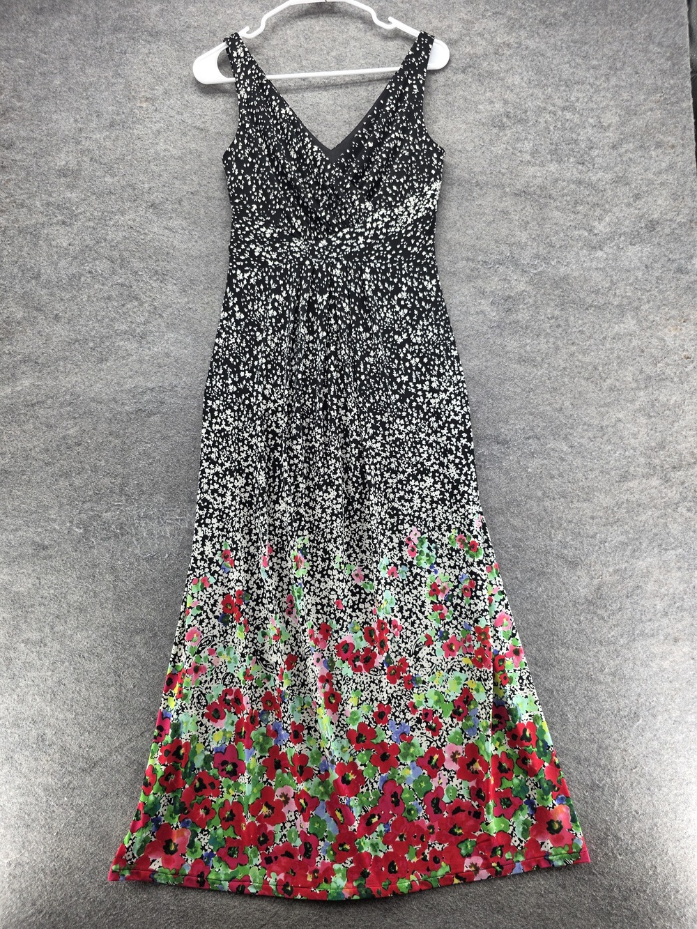 Chaps Dress Womens XS Multicolor Maxi Sleeveless V-Neck Pullover Floral